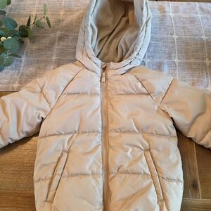 Old Navy Kids Tan Hooded Puffer Jacket